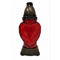 Лампадка стеклянная на 36 часов "Красное сердце"